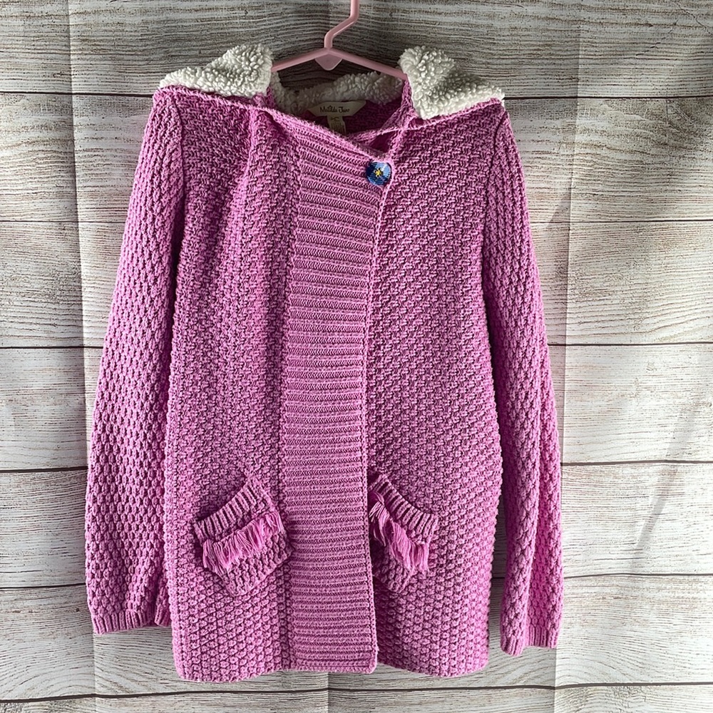 Matilda Jane Pink Knit Pea Coat with Cream Accents